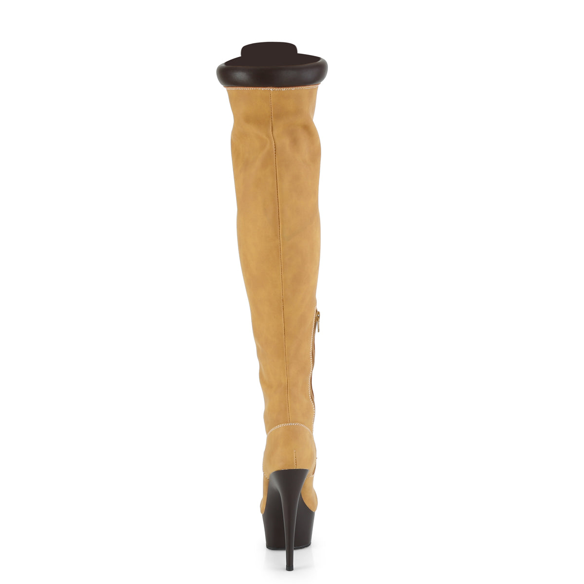 Pleaser Bottes pour femmes DELIGHT-3000tl Tan Nubuck Faux Cuir / Dark Brown Matte