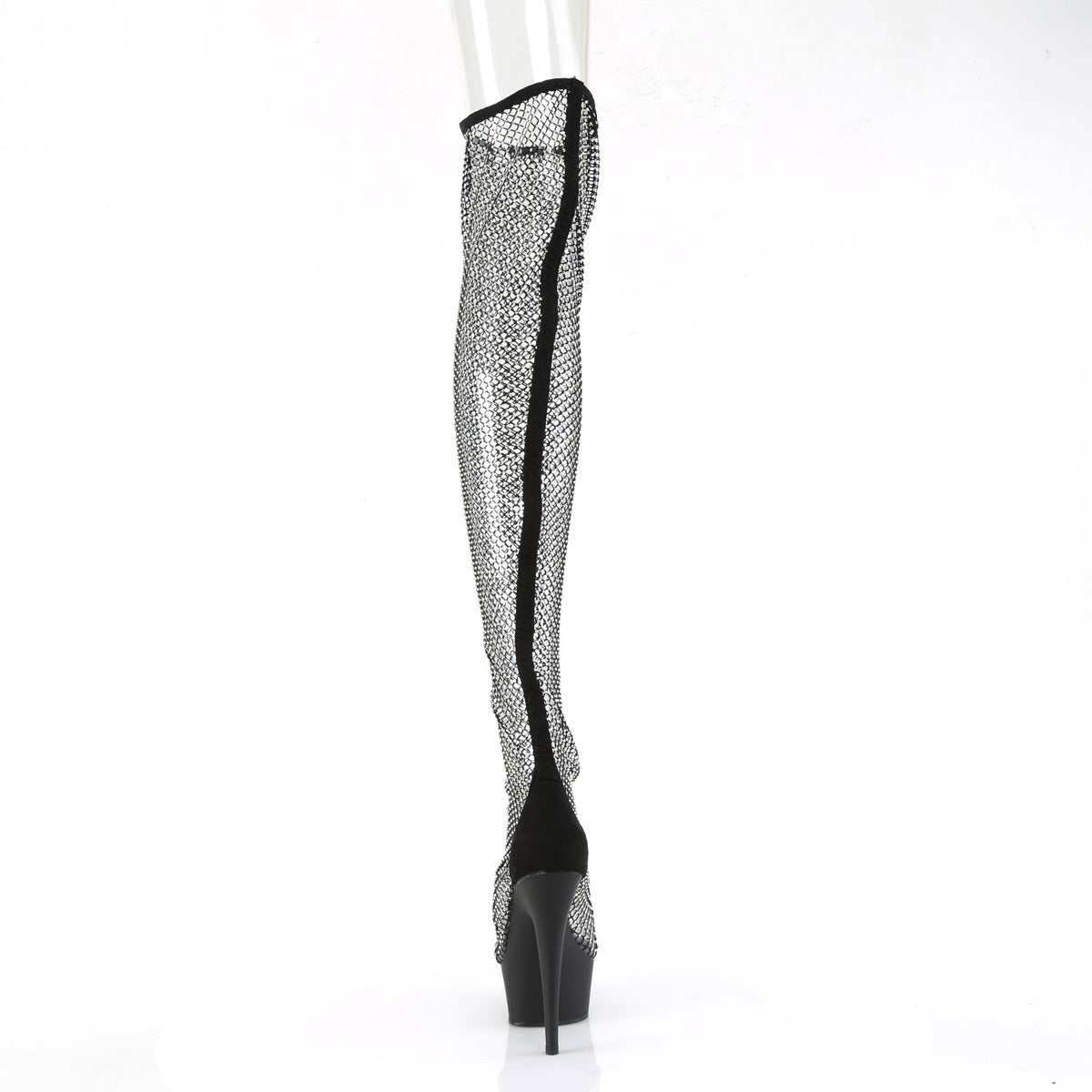 Pleaser Women's Platform Shoes DELIGHT-3009 Blk Faux Suede-RS Mesh/Blk Matte