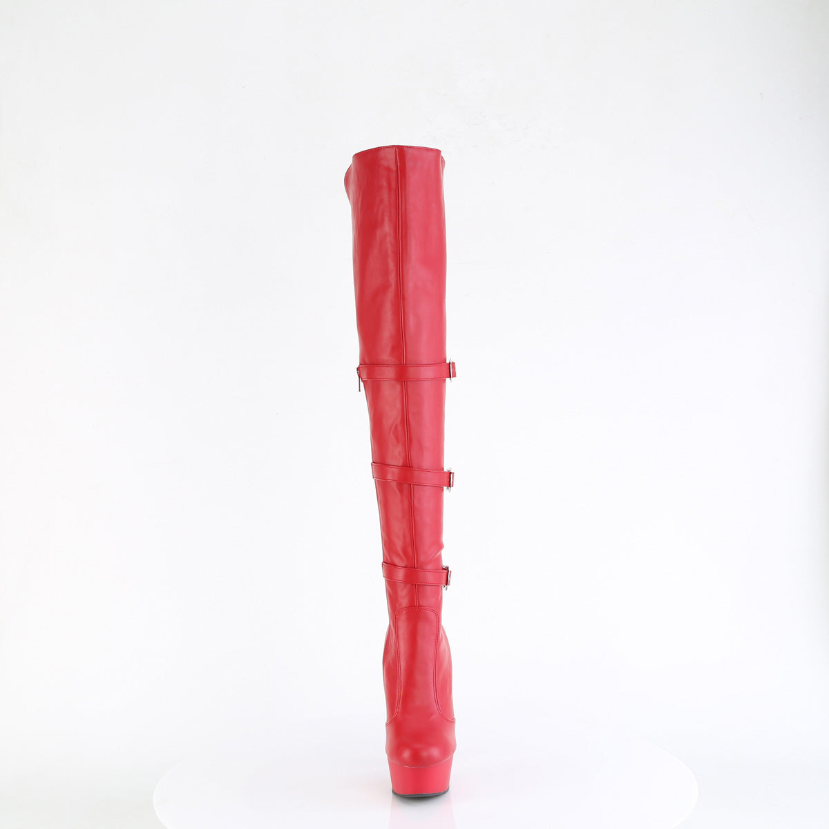 Pleaser Women's Platform Shoes DELIGHT-3018 Red Str. Faux Leather/Red Matte