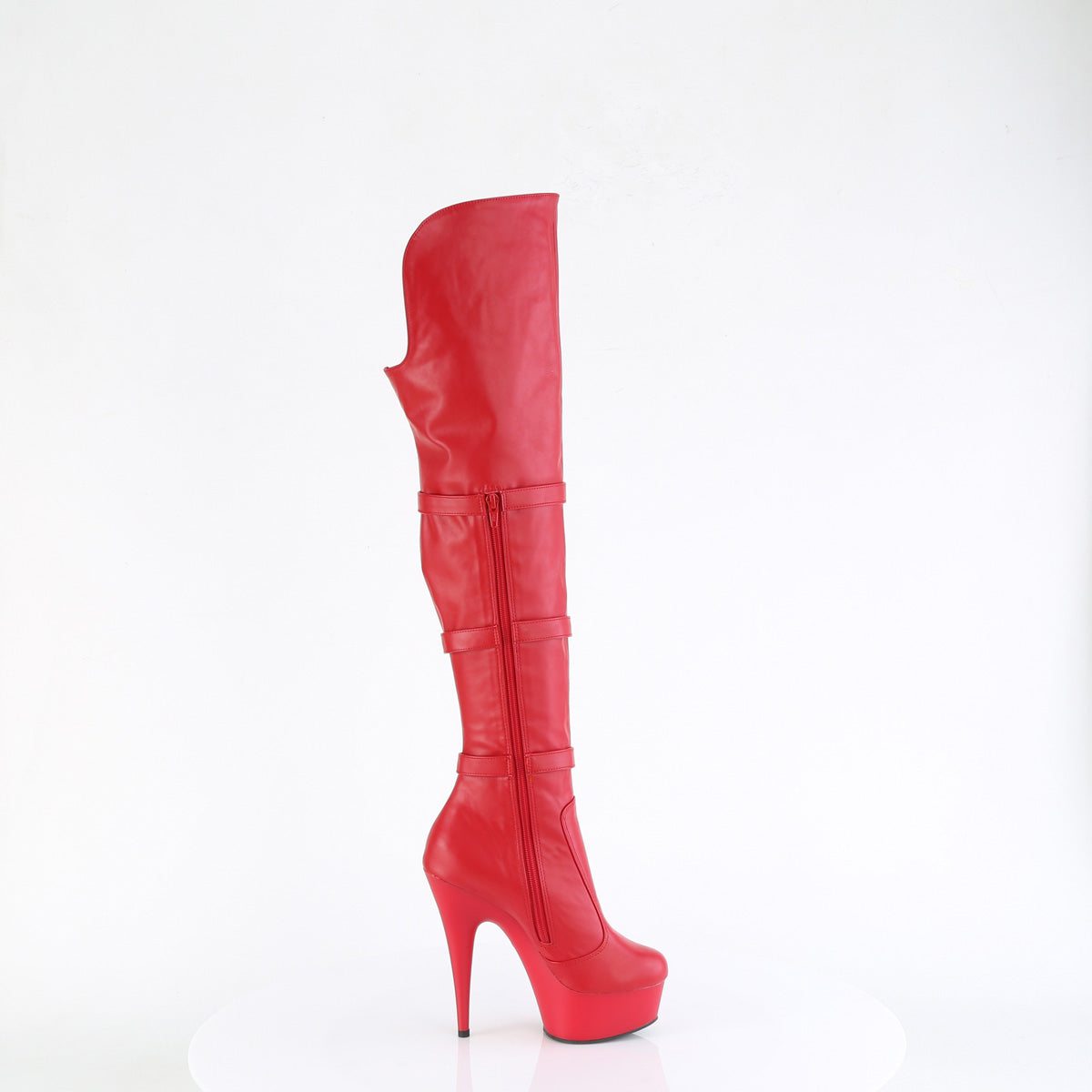 Pleaser Women's Platform Shoes DELIGHT-3018 Red Str. Faux Leather/Red Matte