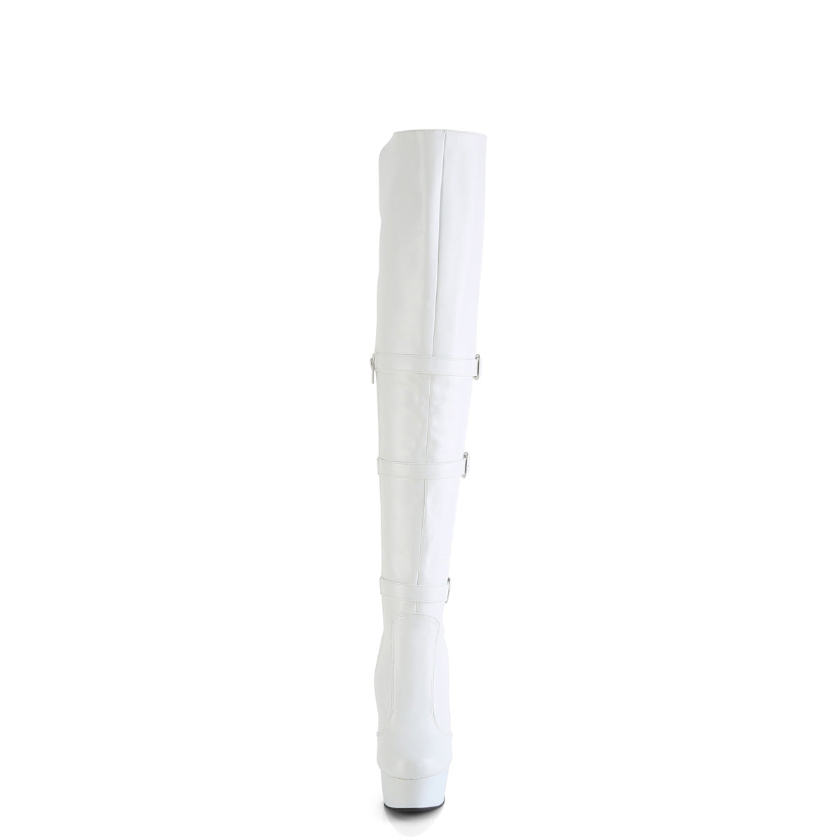 Pleaser DELIGHT-3018 Wht Str. Faux Leather/Wht Matte