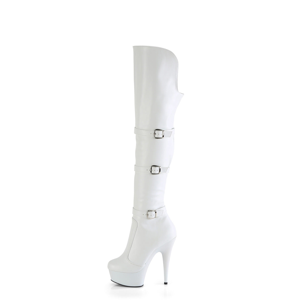 Pleaser DELIGHT-3018 Wht Str. Faux Leather/Wht Matte