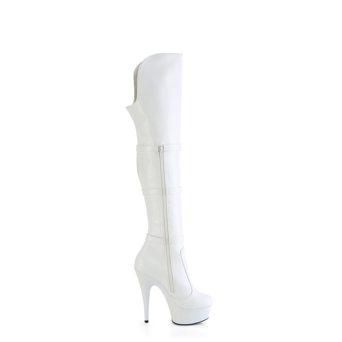 Pleaser DELIGHT-3018 Wht Str. Faux Leather/Wht Matte