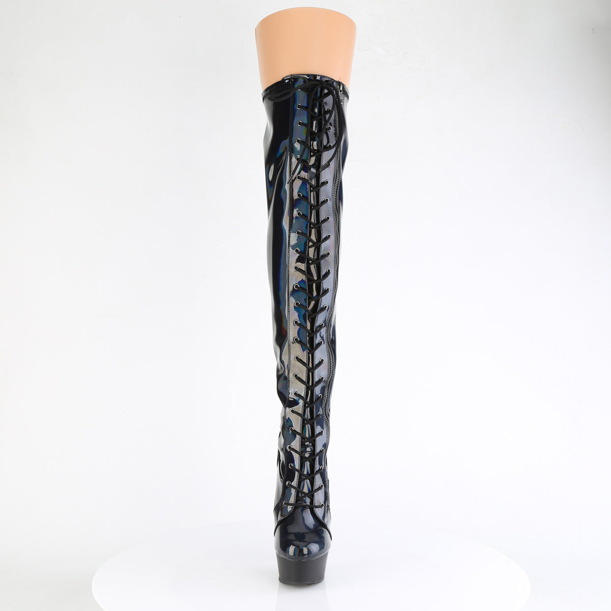 Pleaser DELIGHT-3029 Blk Str Hologram Pat / Blk Matte