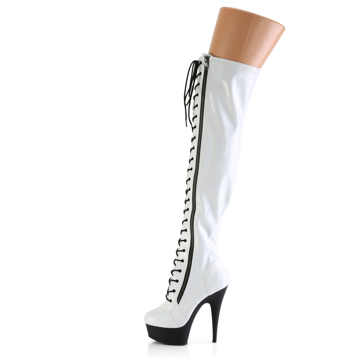 Pleaser DELIGHT-3029 Wht Str Hologram Pat / Blk Matte