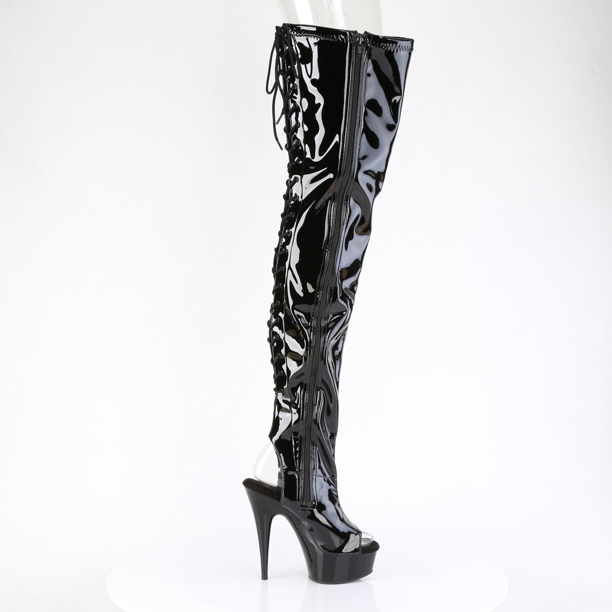 Pleaser Women's Platform Shoes DELIGHT-4017 Blk Str Pat/Blk