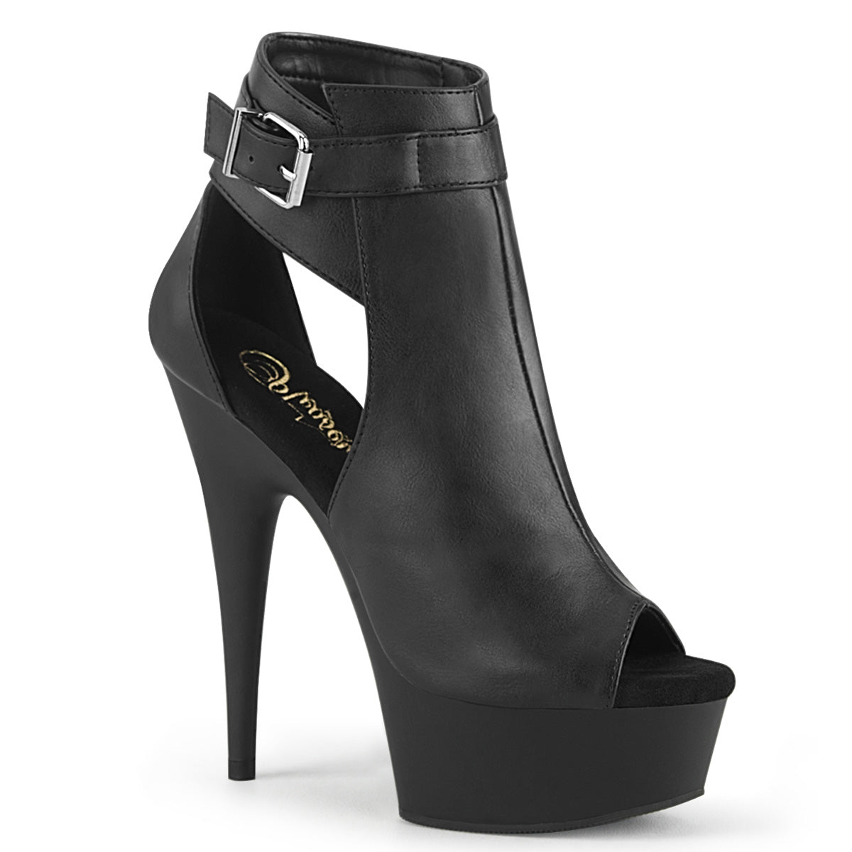Pleaser Bottines pour femmes DELIGHT-600-10 Blk Faux Cuir / Blk Matte