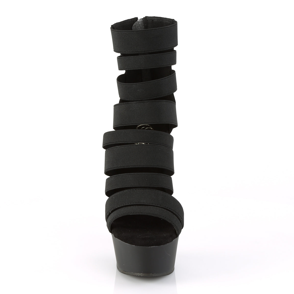 Pleaser Sandales pour femmes DELIGHT-600-17 BLK BANDE ELASTIQUE / BLK MATTE