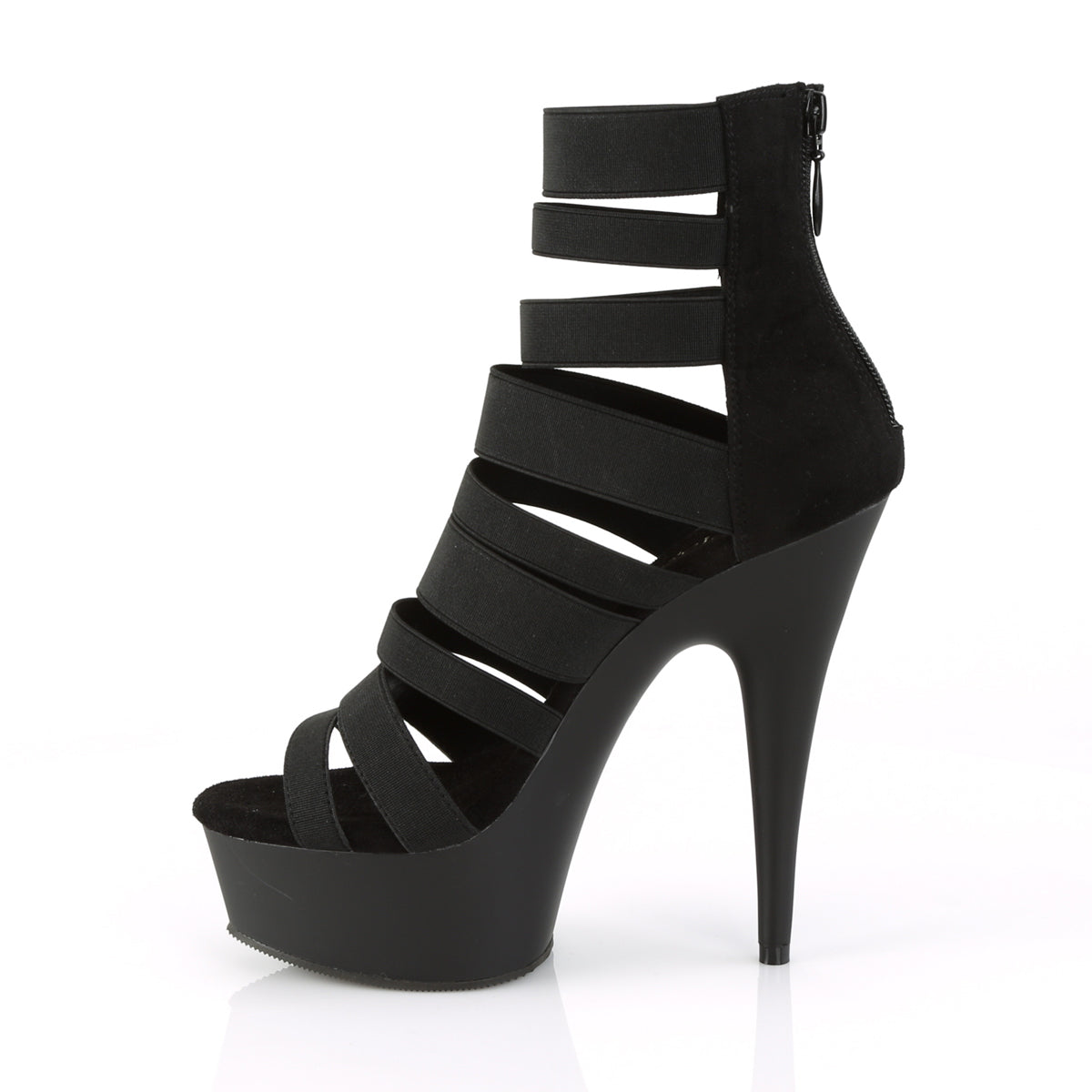 Pleaser Sandales pour femmes DELIGHT-600-17 BLK BANDE ELASTIQUE / BLK MATTE