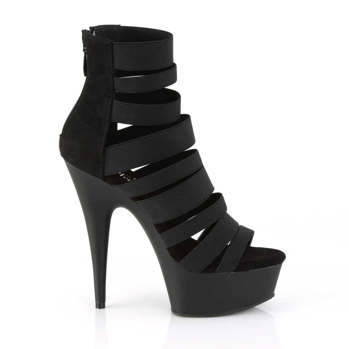 Pleaser Sandales pour femmes DELIGHT-600-17 BLK BANDE ELASTIQUE / BLK MATTE