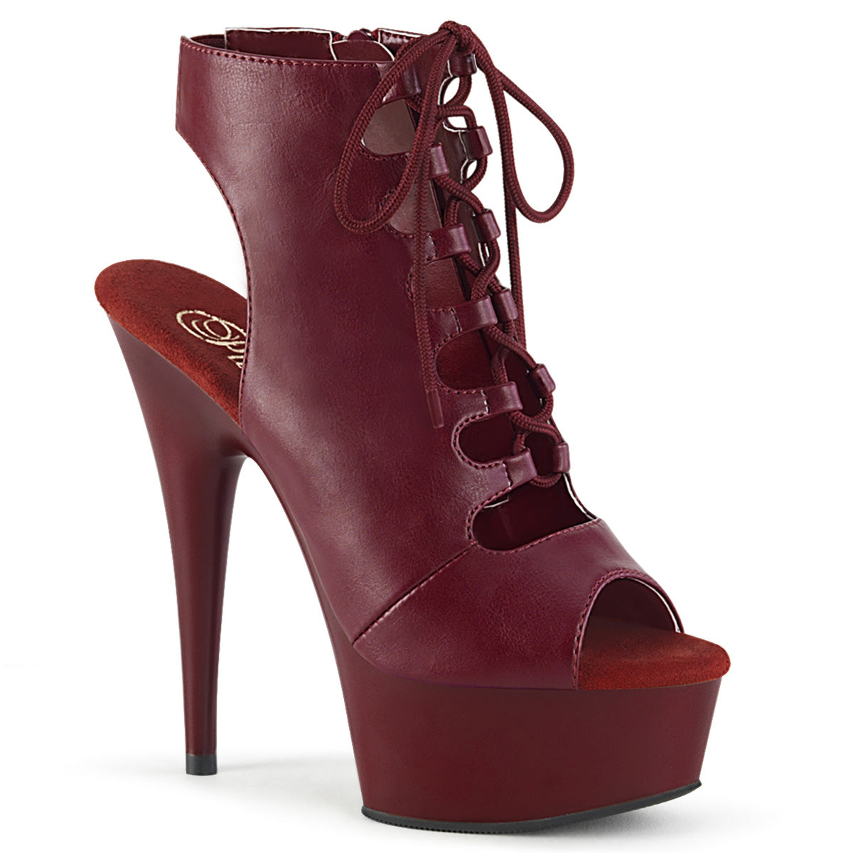 Pleaser Bottines pour femmes DELIGHT-600-20 Cuir Faux Bourgogne / Bourgogne Matte