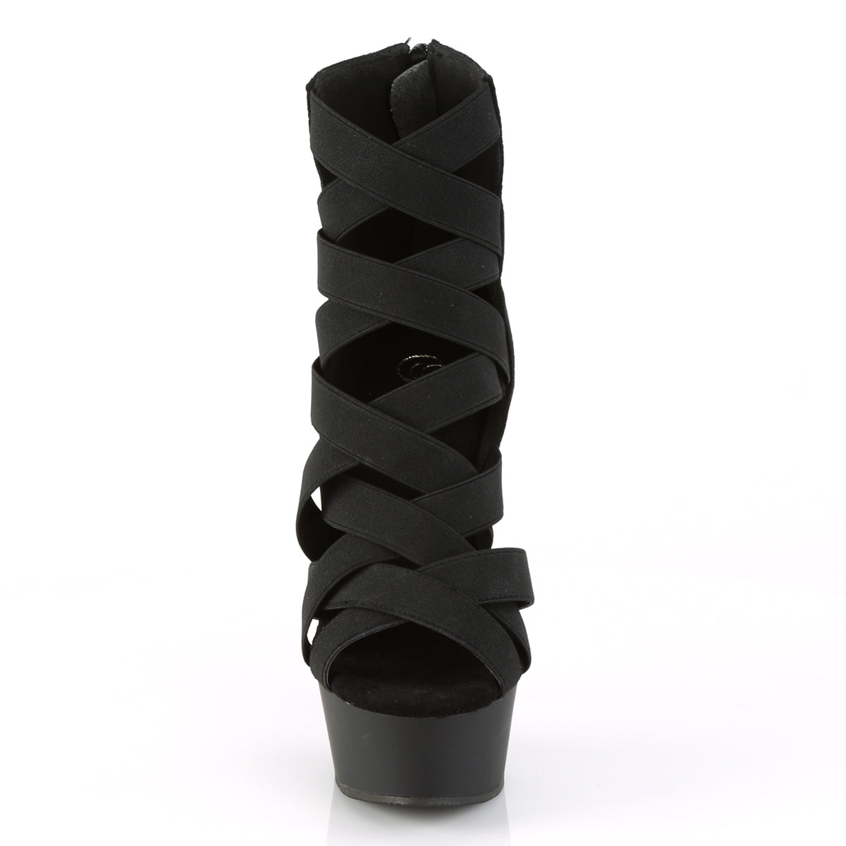 Pleaser Sandales pour femmes DELIGHT-600-24 BLK ÉLASTIQUE BAND-FAUX SUDE / BLK MATTE