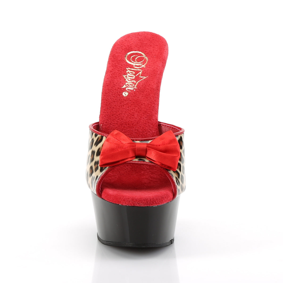 Pleaser Sandales pour femmes DELIGHT-601-6 TAN Léopard Imprimer Faux Cuir / Blk