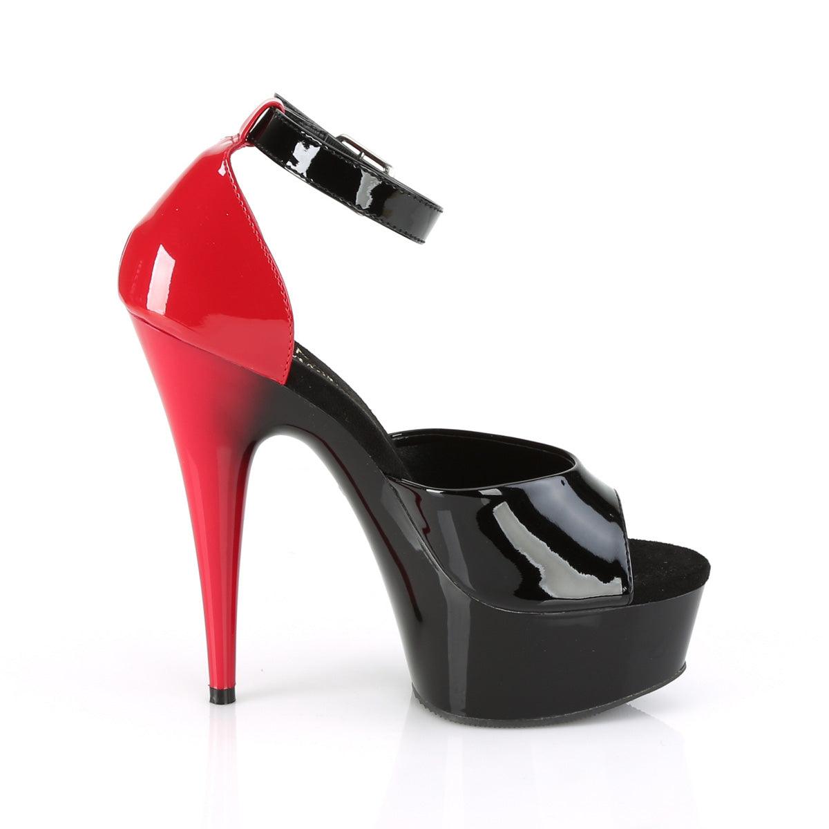 Pleaser Sandales pour femmes DELIGHT-617 BLK-ROUGE PAT / BLK-RED