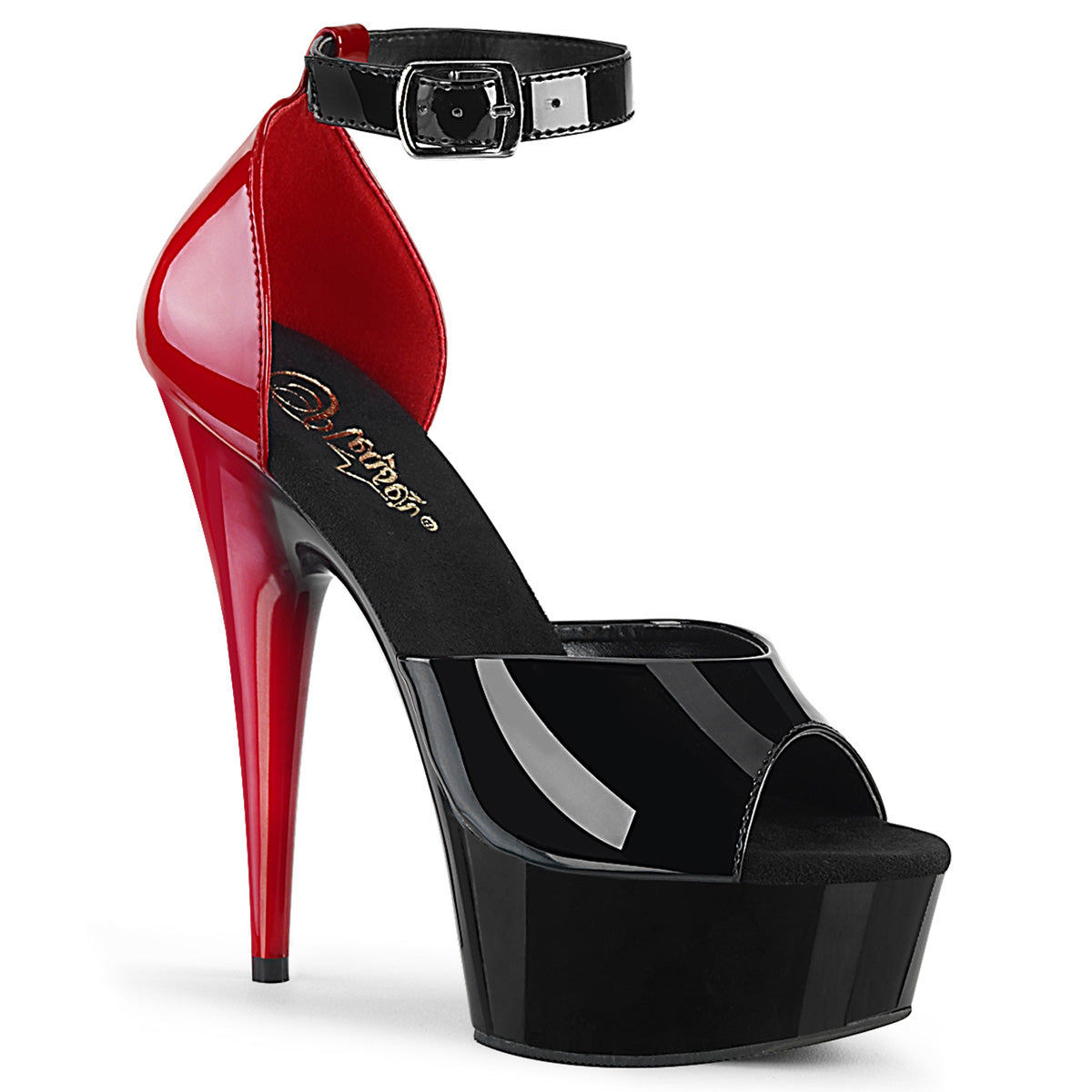 Pleaser Sandales pour femmes DELIGHT-617 BLK-ROUGE PAT / BLK-RED
