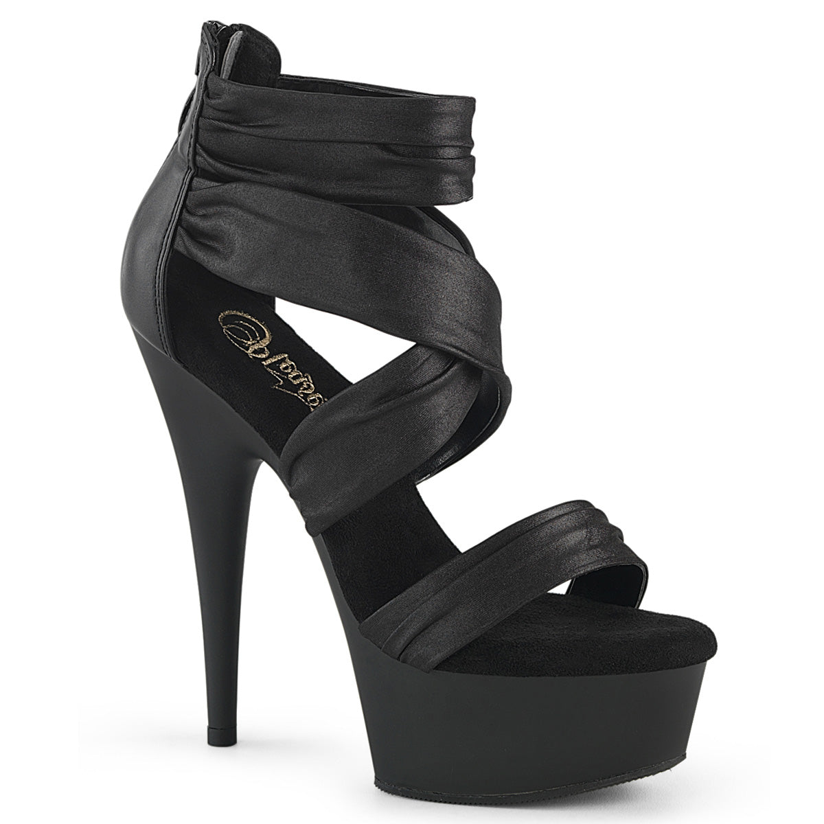 Pleaser DELIGHT-620 BLK FAUX LE-FABRIC / BLK MATTE