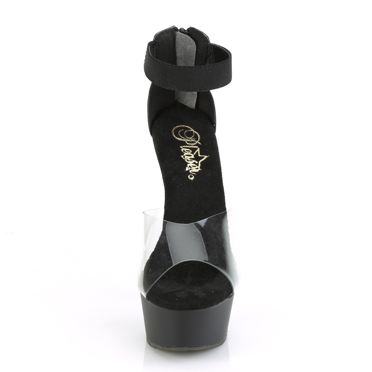 Pleaser Sandales pour femmes DELIGHT-624 Bande élastique CLR-BLK / BLK MATTE