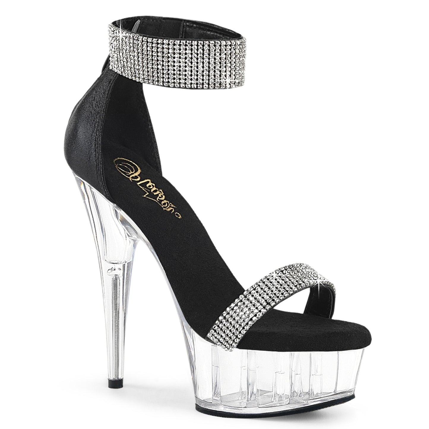 Pleaser DELIGHT-641 Blk Shimmery Fabric/Clr