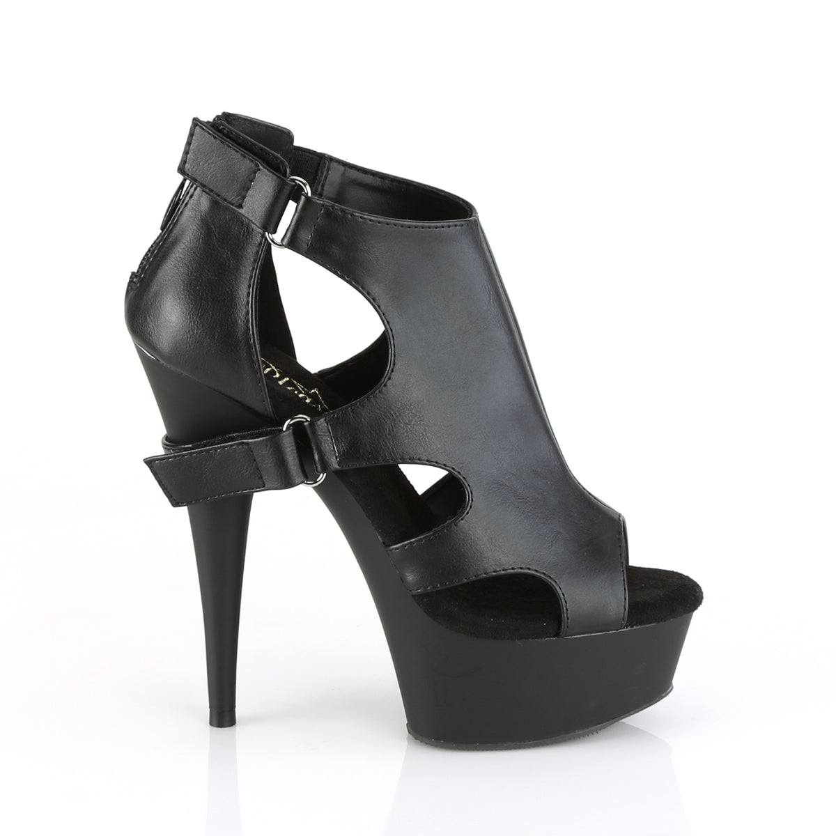 Pleaser Sandales pour femmes DELIGHT-647 BLK FAUX CUIR / BLK MATTE
