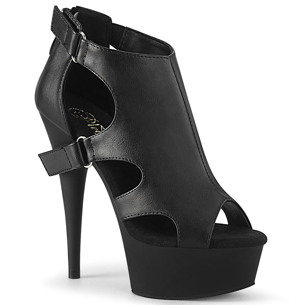 Pleaser Sandales pour femmes DELIGHT-647 BLK FAUX CUIR / BLK MATTE
