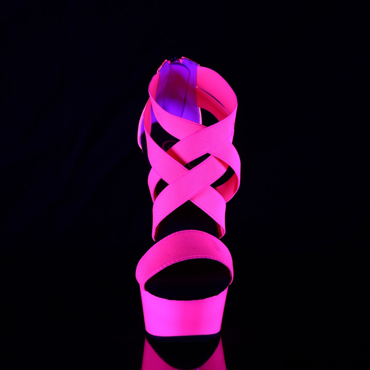 Pleaser Sandales pour femmes DELIGHT-669UV Neon H. Bande élastique rose-Pat / néon H. P.