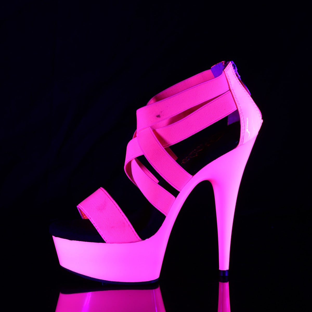 Pleaser Sandales pour femmes DELIGHT-669UV Neon H. Bande élastique rose-Pat / néon H. P.