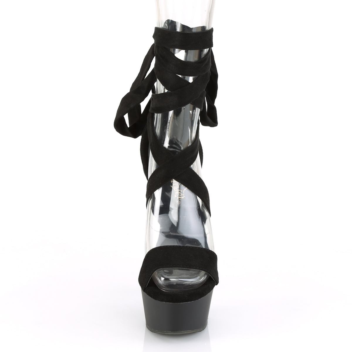 Pleaser Sandales pour femmes DELIGHT-671 BLK FAUX SUDE / BLK MATTE