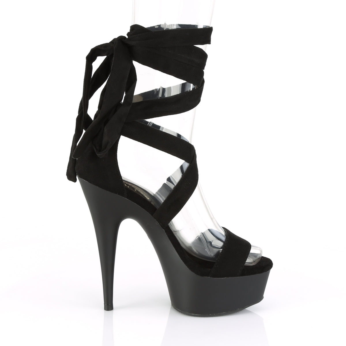 Pleaser Sandales pour femmes DELIGHT-671 BLK FAUX SUDE / BLK MATTE