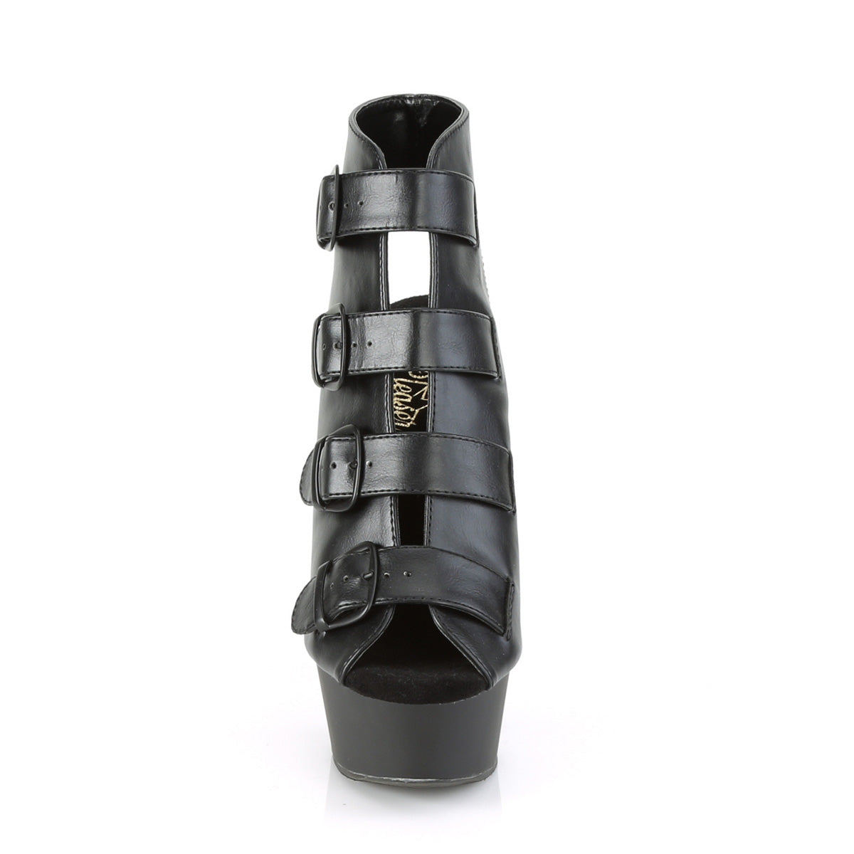 Pleaser Womens Sandals DELIGHT-683 Blk Faux Leather/Blk Matte
