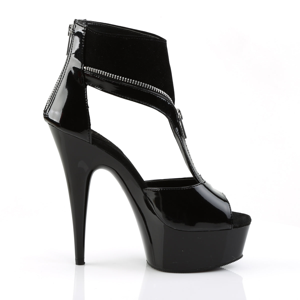 Pleaser Bottines pour femmes DELIGHT-690 Blk Pat-Lamy / Blk