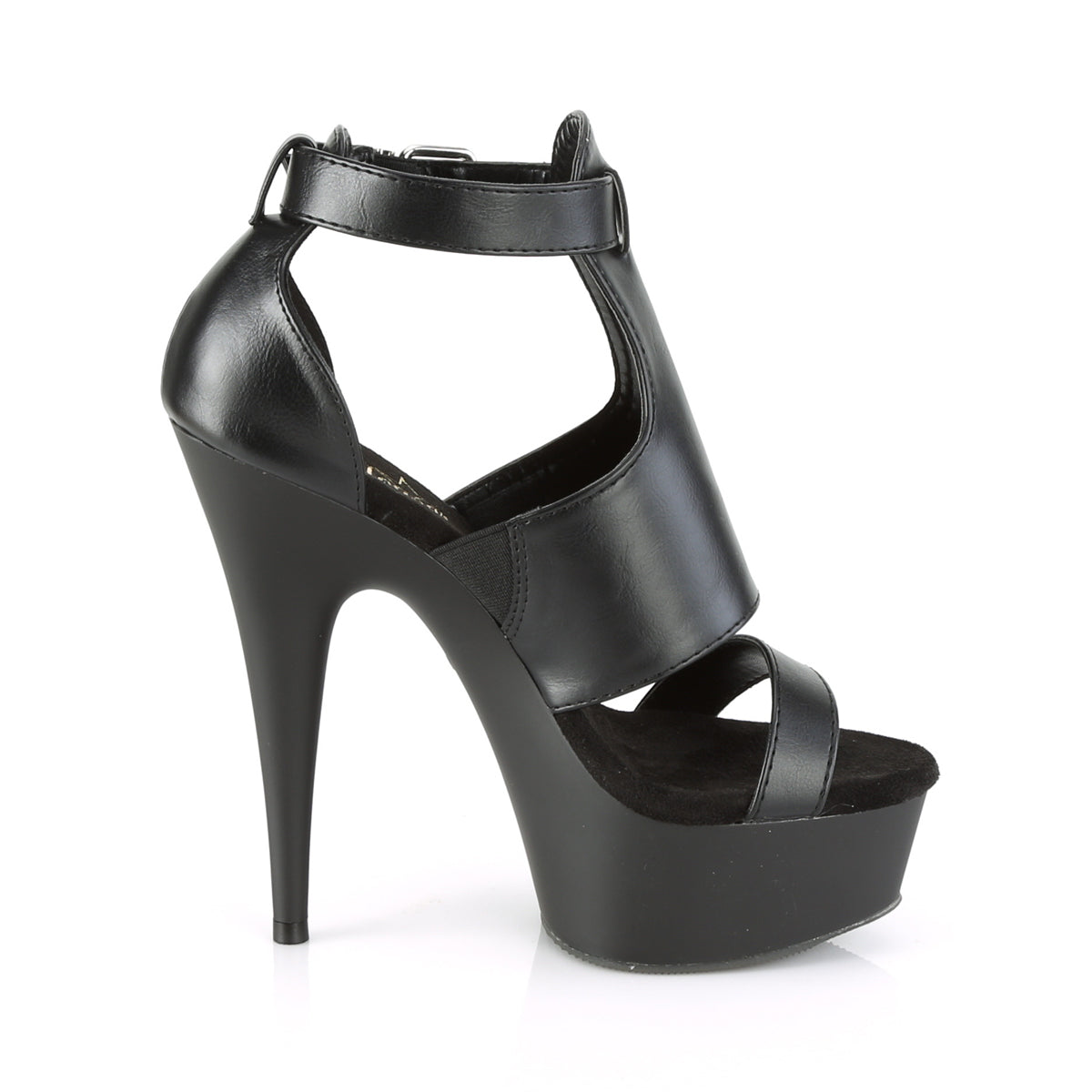 Pleaser Sandales pour femmes DELIGHT-692 BLK FAUX LE / BLK MATTE