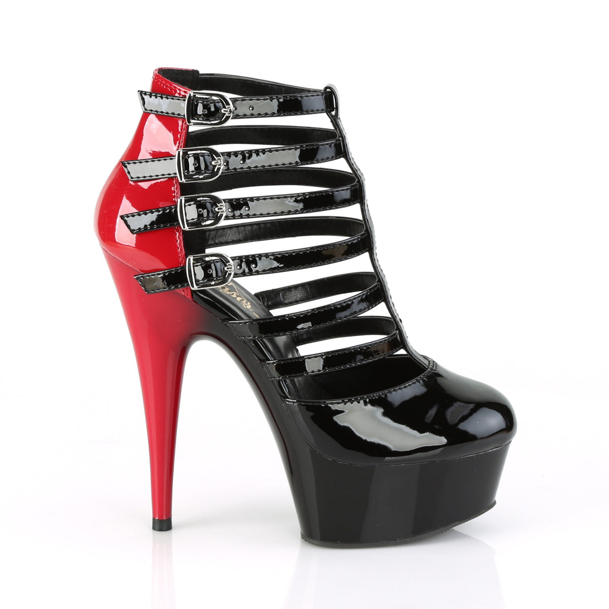 Pleaser Sandales pour femmes DELIGHT-695 BLK-ROUGE PAT / BLK