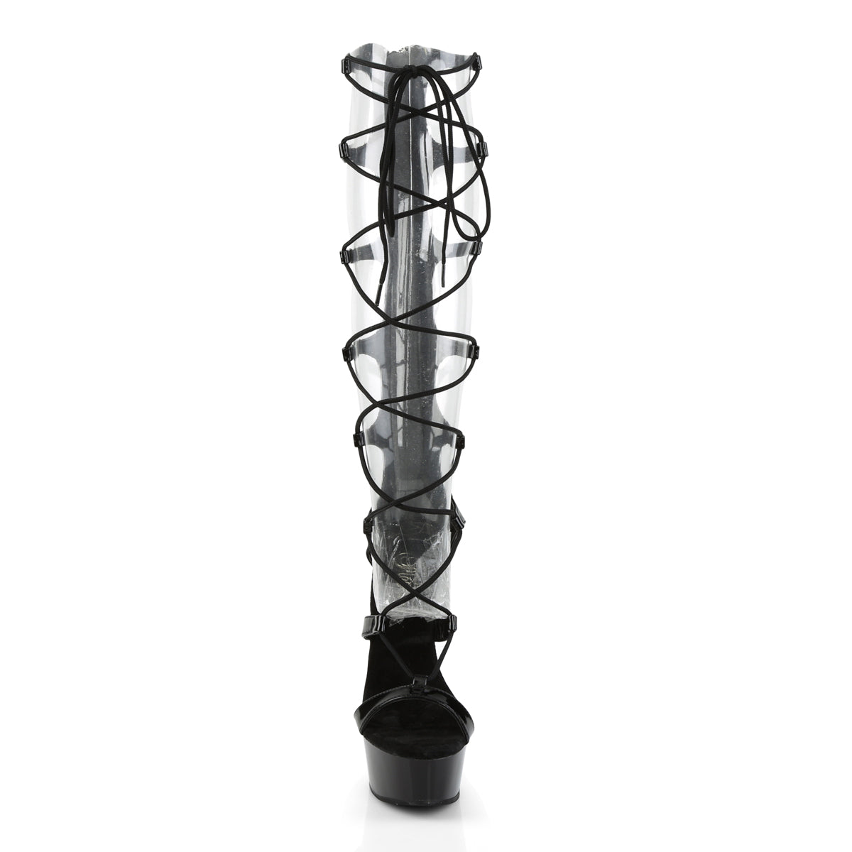Pleaser Sandales pour femmes DELIGHT-698 BLK PAT / BLK