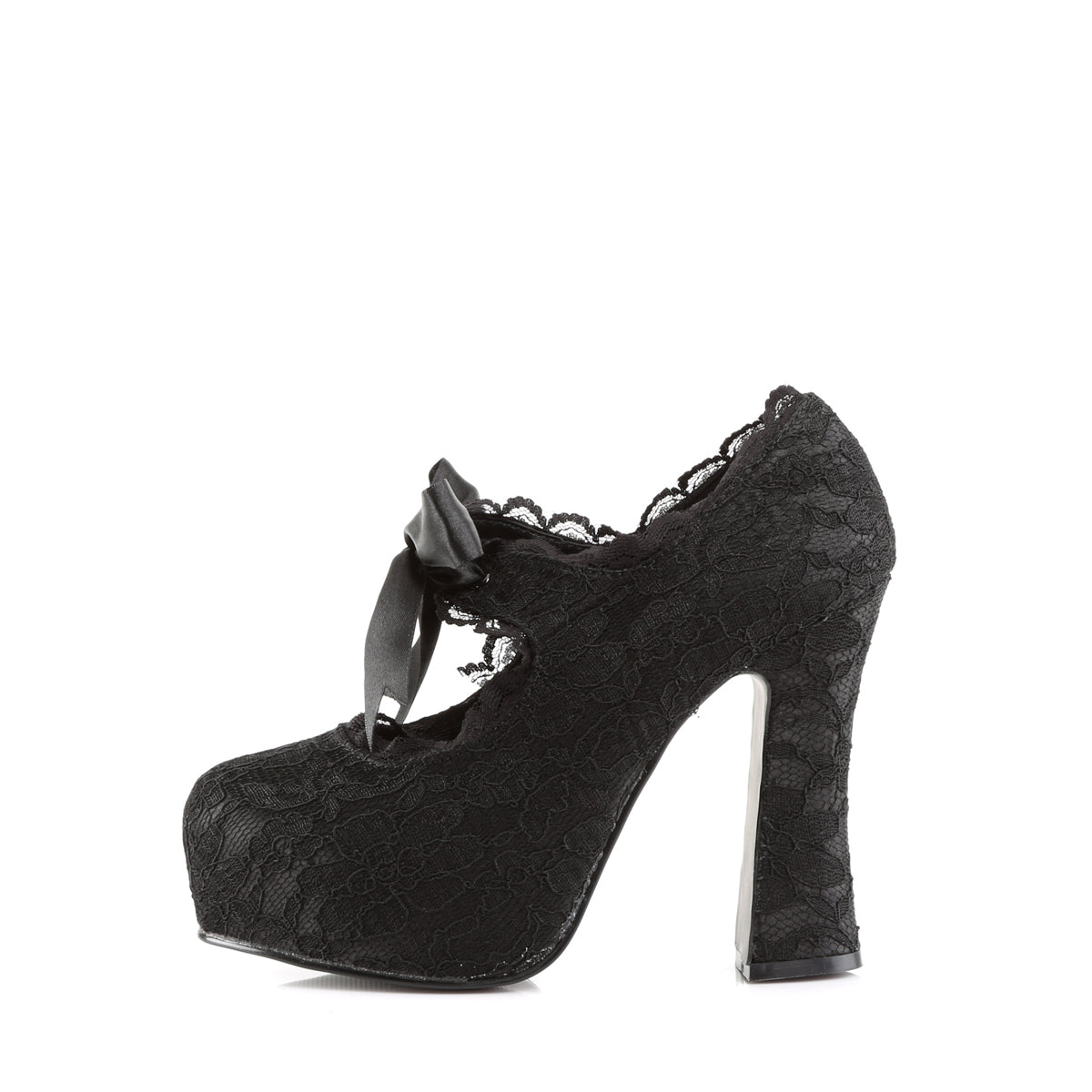 DemoniaCult Pompes pour femmes DEMON-11 dentelle BLK Satin-Black