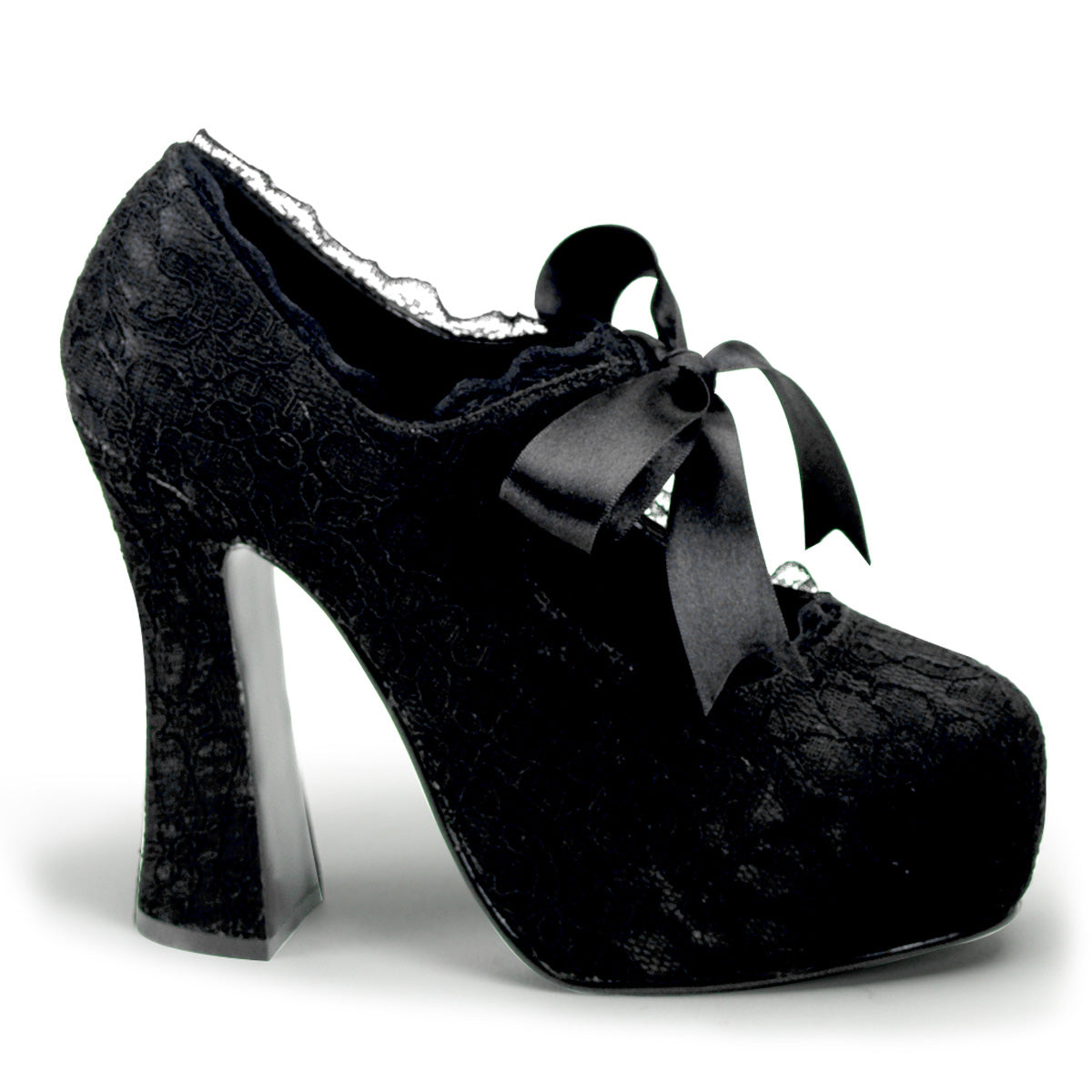 DemoniaCult Pompes pour femmes DEMON-11 dentelle BLK Satin-Black
