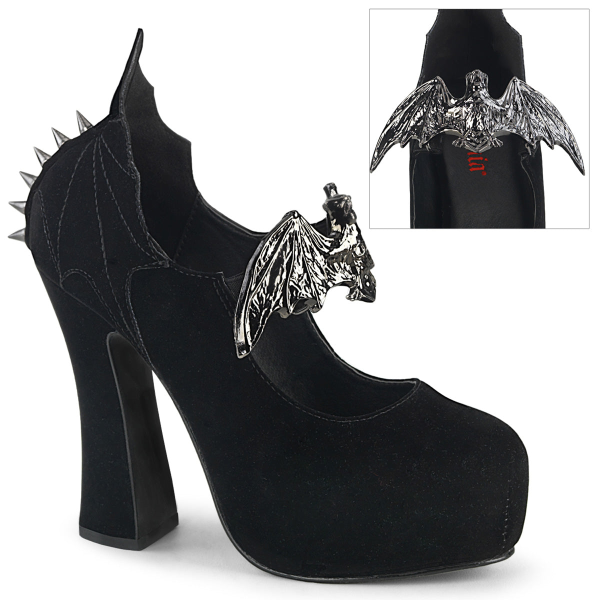 DemoniaCult Pompes pour femmes DEMON-18 Blk Velvet