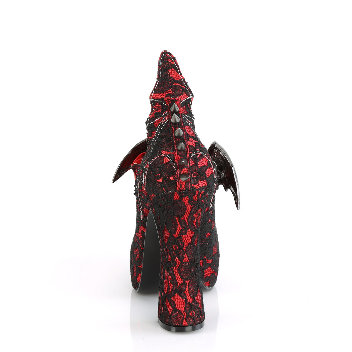 DemoniaCult Pompes pour femmes DEMON-18 dentelle en satin-noir rouge