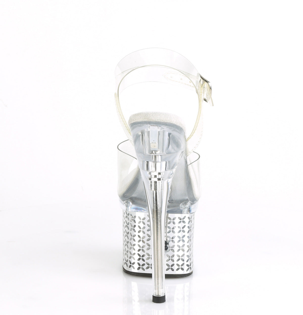Pleaser Sandales pour femmes DISCOLITE-708FLP CLR / SLV Chrome