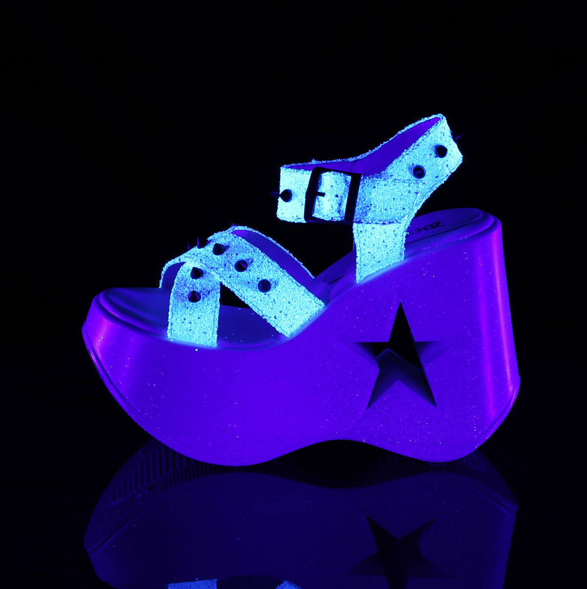 DemoniaCult Sandales féminines DYNAMITE-02 wht multi-paillettes