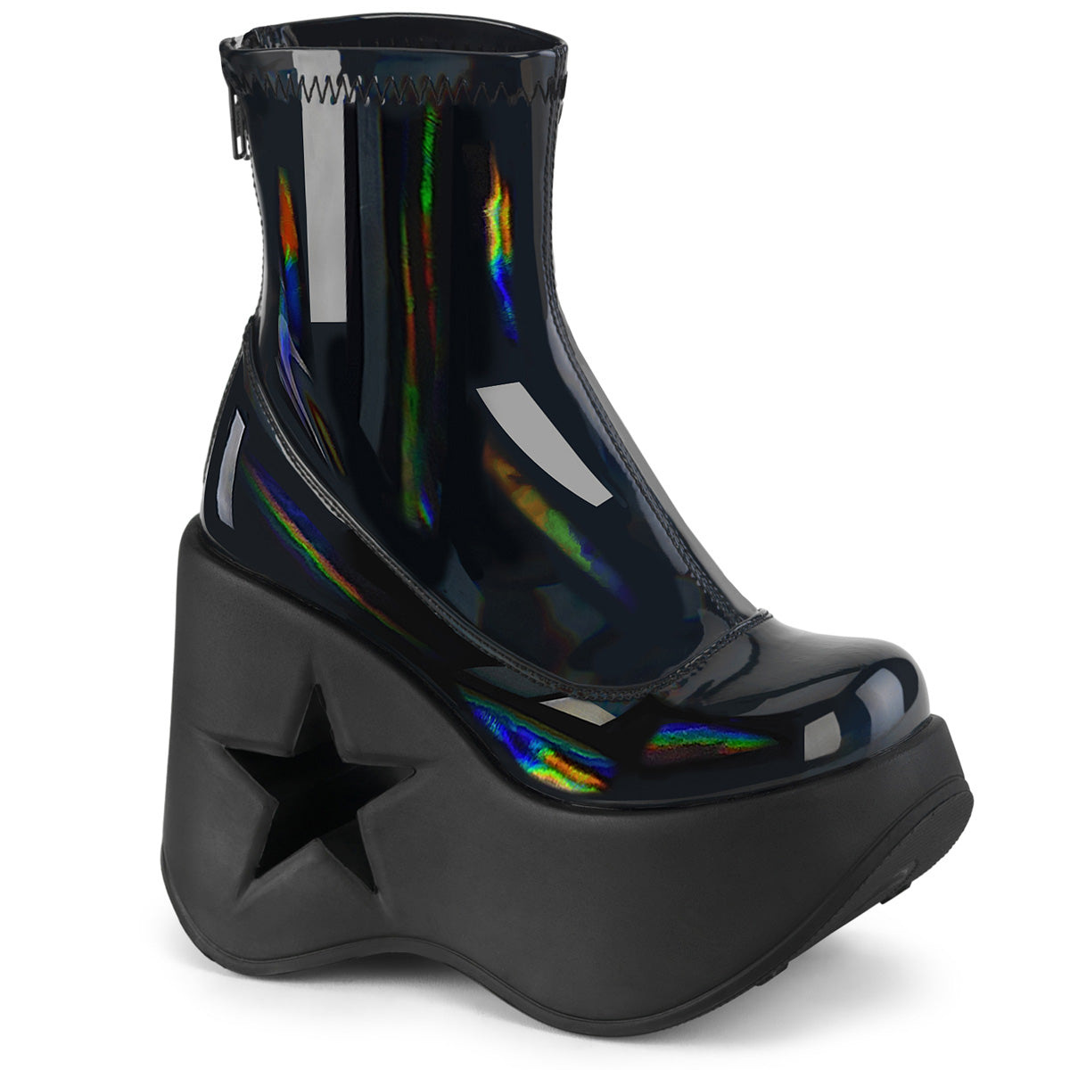 DemoniaCult Bottines DYNAMITE-100 BLK Stretch Holo