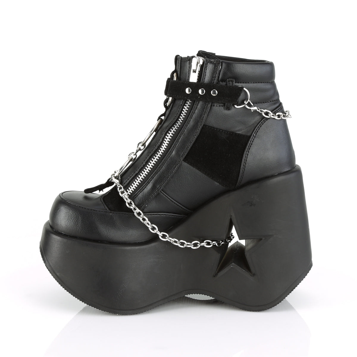DemoniaCult Bottes de cheville des femmes DYNAMITE-101 BLK VEGAN CUIR-VÉGAN SUEDED