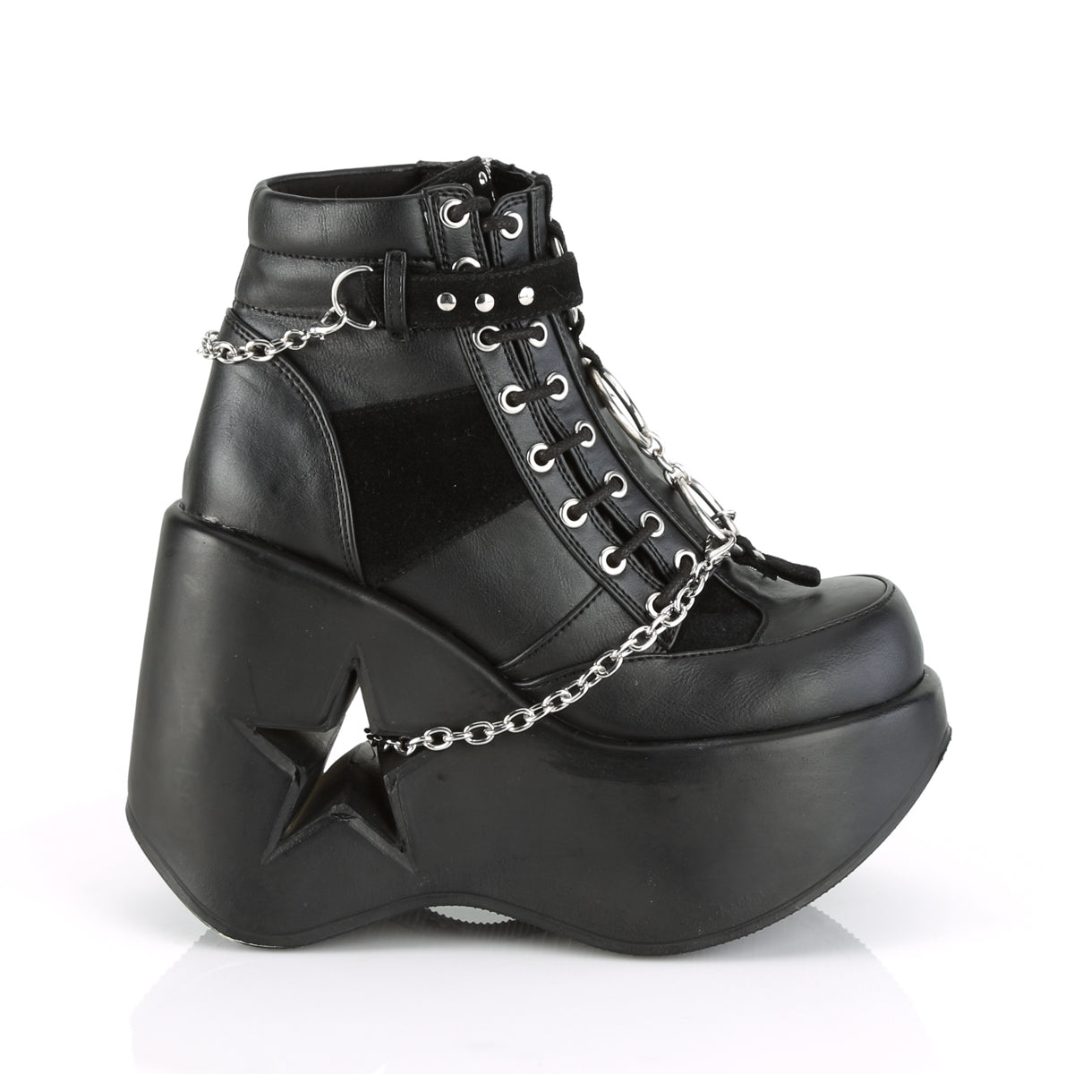 DemoniaCult Bottes de cheville des femmes DYNAMITE-101 BLK VEGAN CUIR-VÉGAN SUEDED