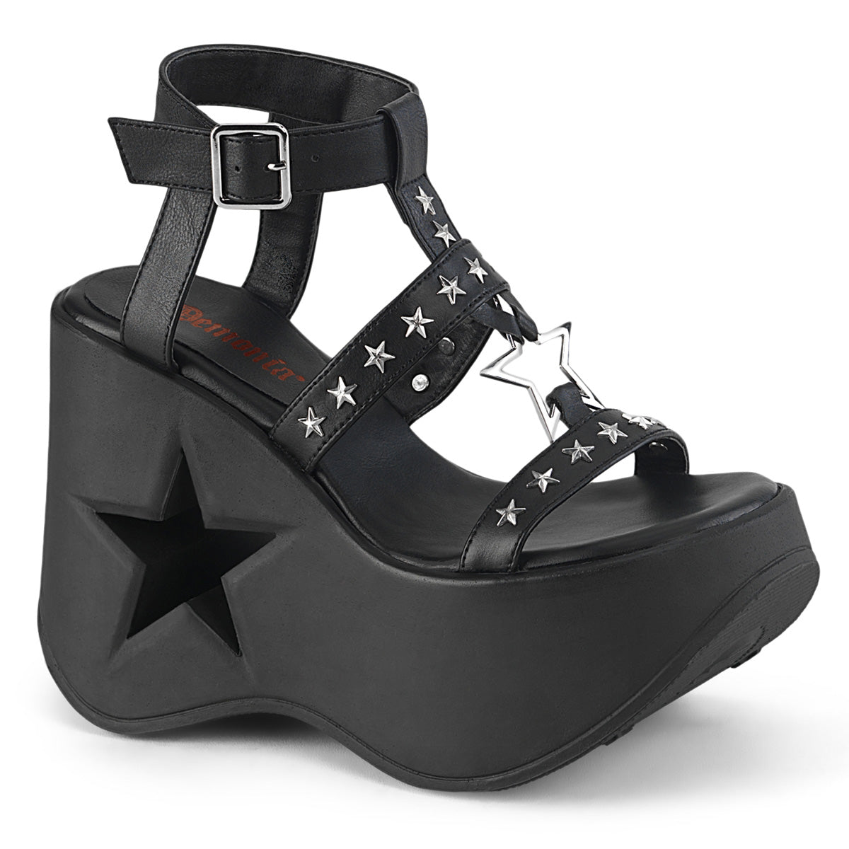 DemoniaCult Des sandales DYNAMITE-12 Cuir végétalien BLK