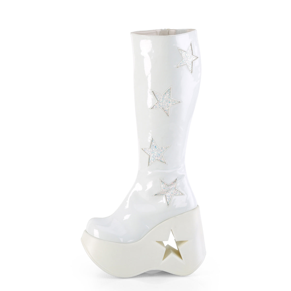 DemoniaCult Bottes DYNAMITE-218 wht pat-wht multi-paillettes
