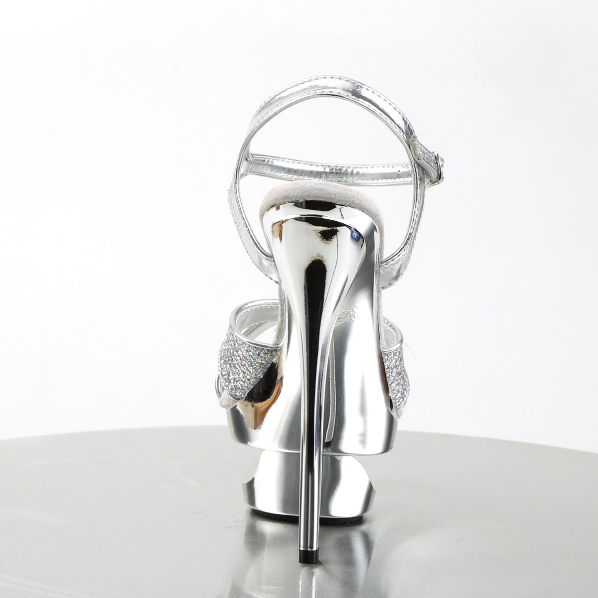 Pleaser Sandales pour femmes ECLIPSE-619g SLV Multi GLTR / SLV Chrome