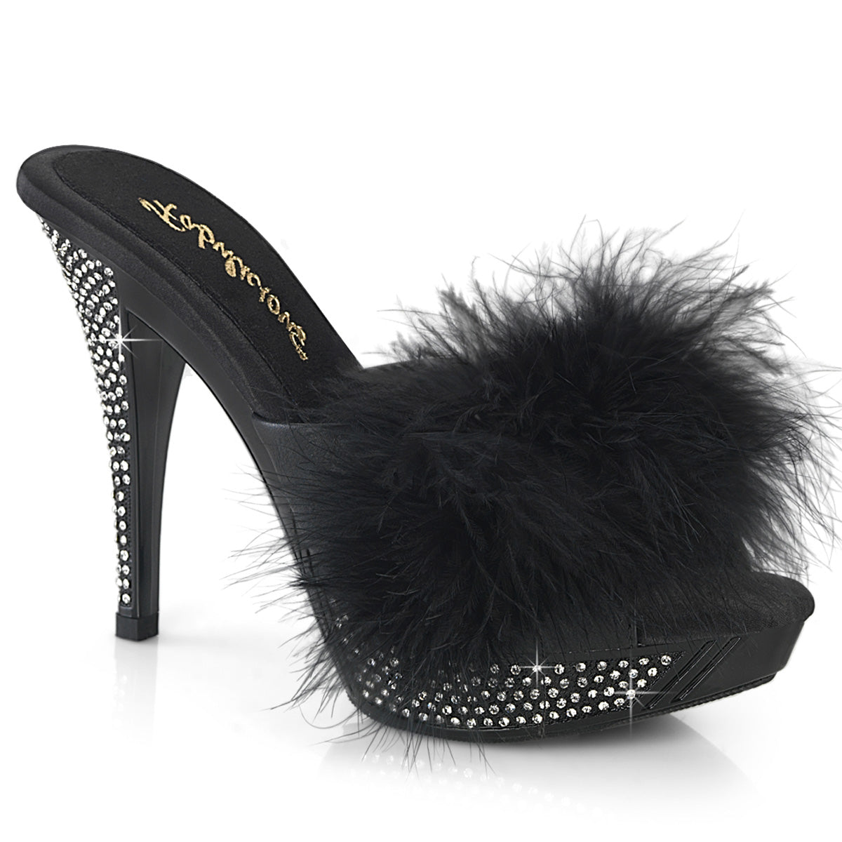Fabulicious ELEGANT-401f blk marabou-faux cuir / blk