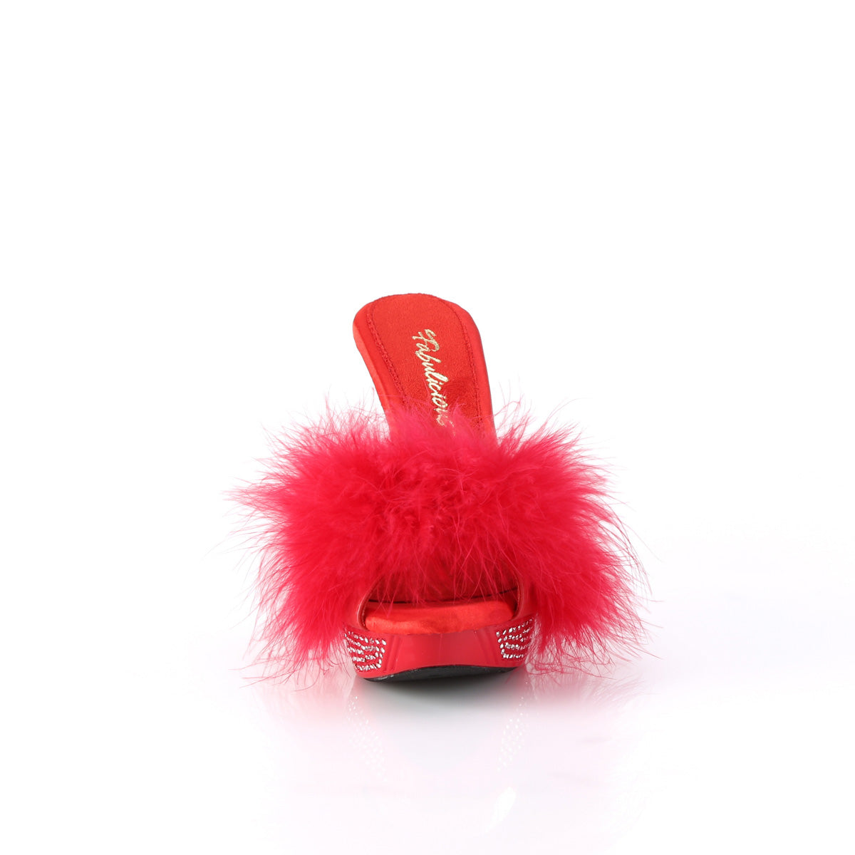 Fabulicious ELEGANT-401f Red Marabou-Faux Leather / rouge