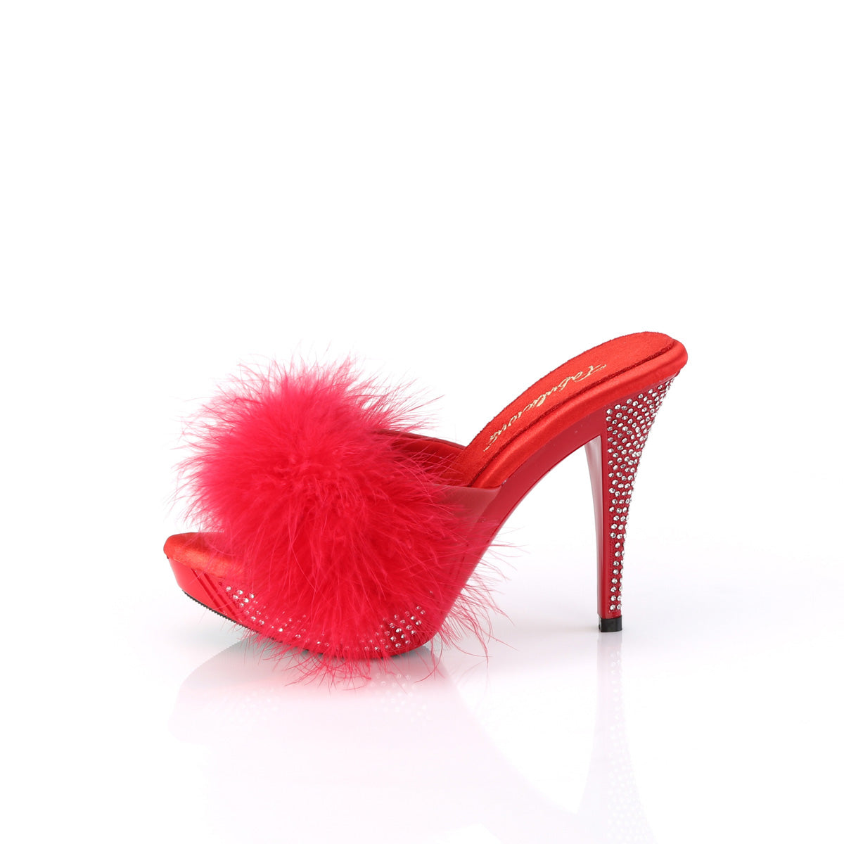 Fabulicious ELEGANT-401f Red Marabou-Faux Leather / rouge