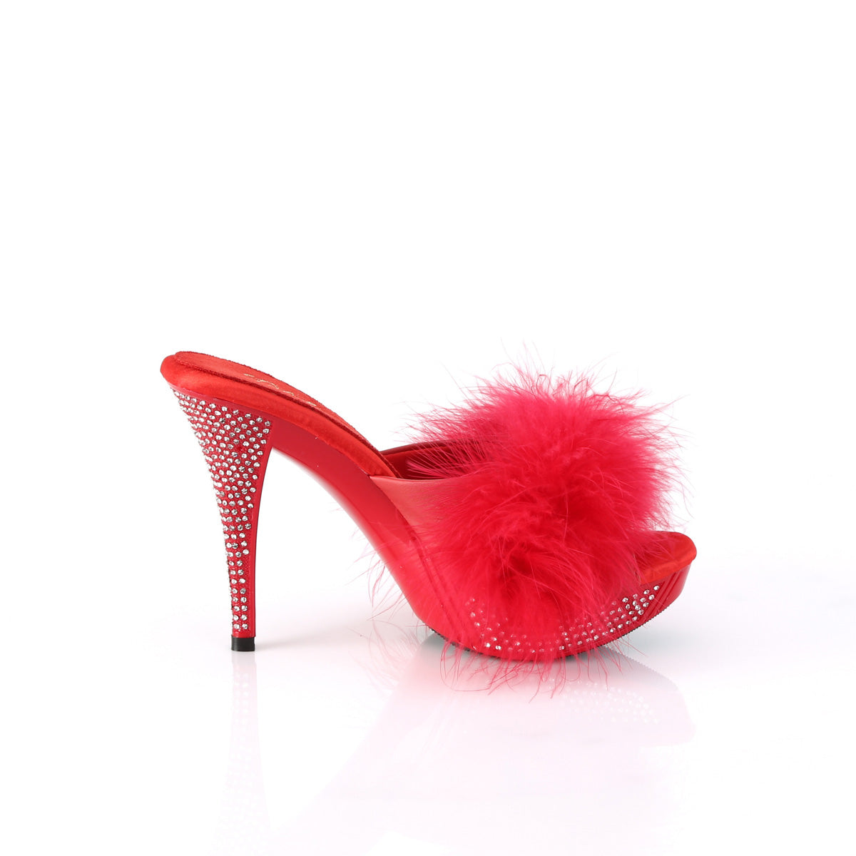 Fabulicious ELEGANT-401f Red Marabou-Faux Leather / rouge
