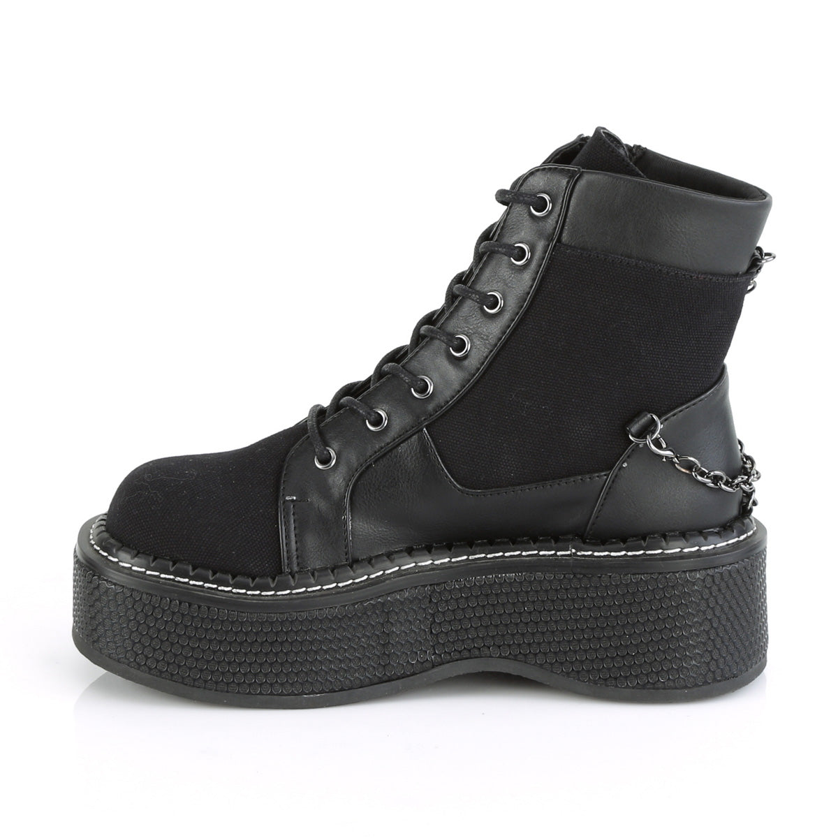 DemoniaCult Bottes de cheville des femmes EMILY-114 Cuir Vegan Blk en toile